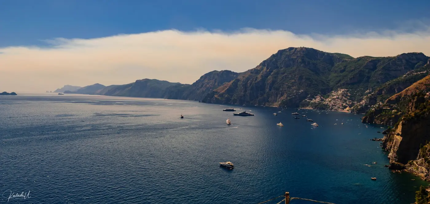 Amalfi Coast cliffs seen from the water